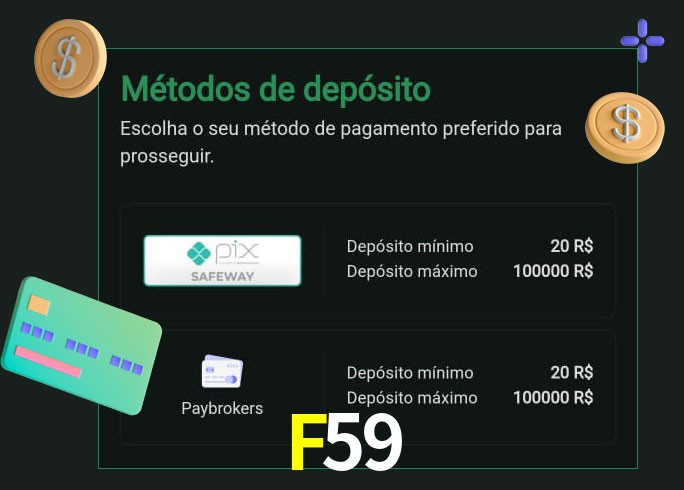 O cassino F59 oferece uma grande variedade de métodos de pagamento